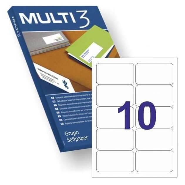 Etiquetas permanentes Multi3 99.1x57mm (100 folhas / 1000 etiquetas)