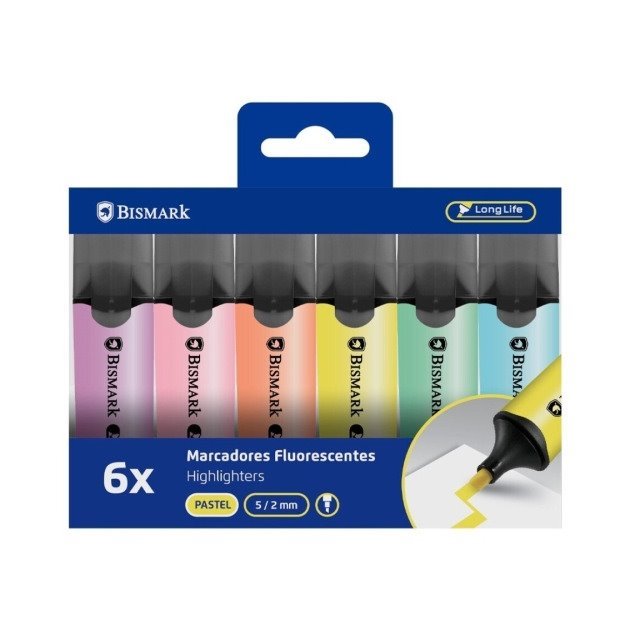 Pack 6 marcadores fluorescentes Bismark - Pastel sortidos