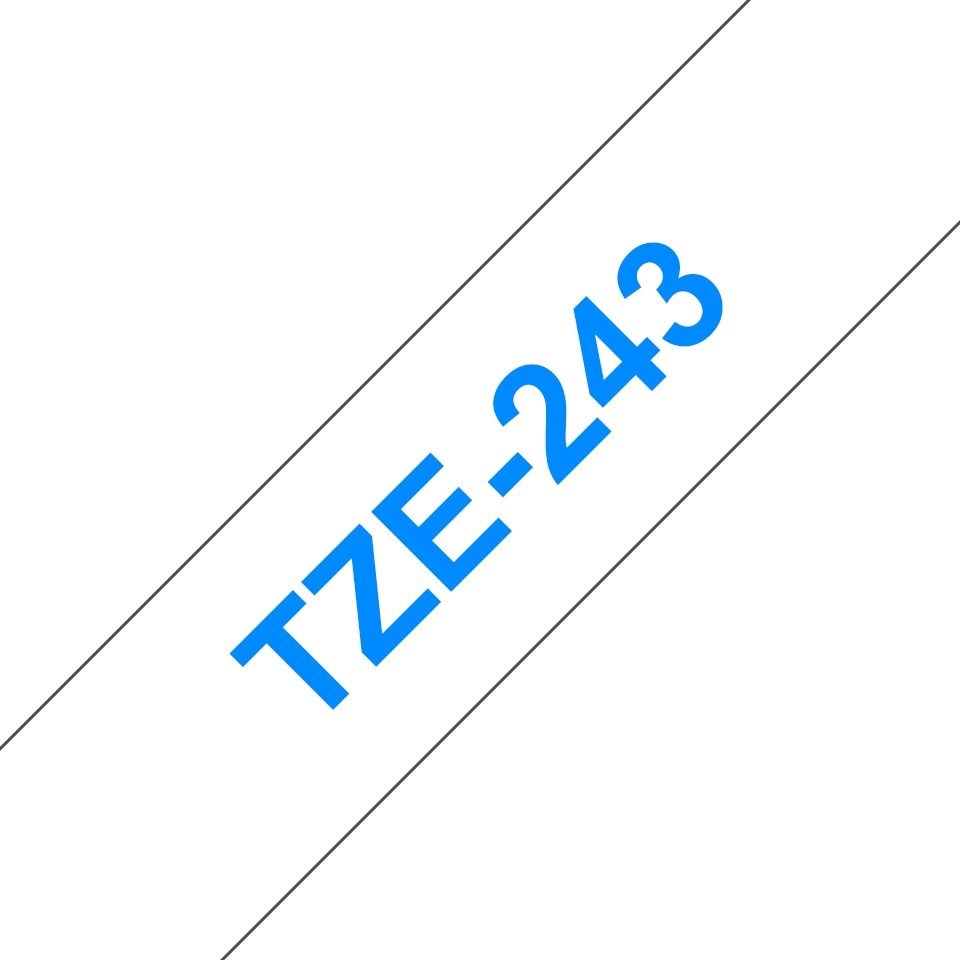 Fita laminada compatível Brother tze243 - texto azul / fundo branco - 18mm x 8m
