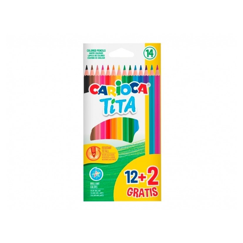 Pack 12 lápis de cor carioca tita - cores sortidas (12 mais 2 grátis)