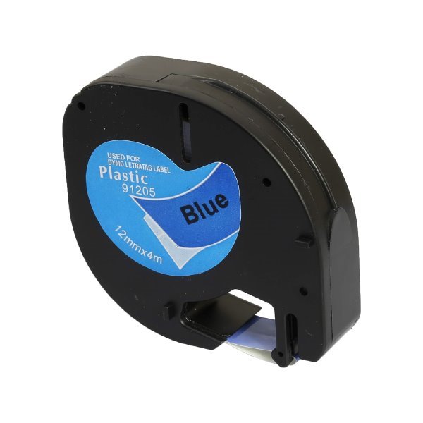Etiquetas compatíveis Dymo LetraTag S0721650 - preto / azul - 12mm x 4m (91205)
