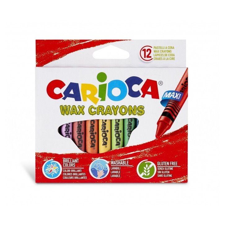 Pack 12 Lápis de cera Carioca Maxi - Corpo de 12mm