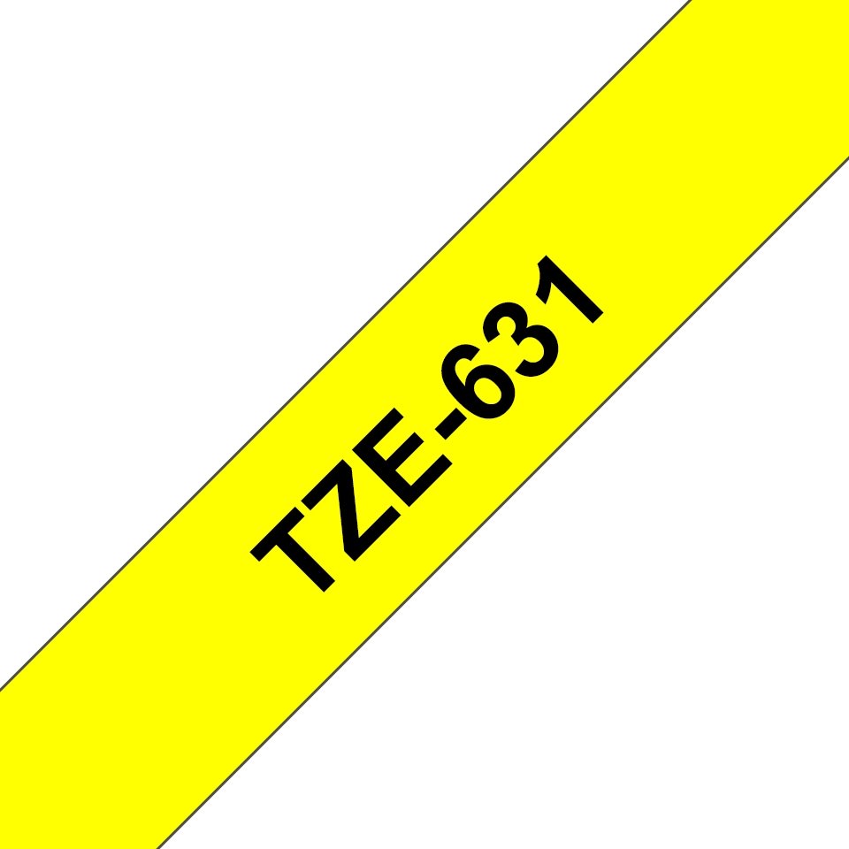 Fita laminada compatível Brother tze631 - texto preto / fundo amarelo - 12mm x 8m