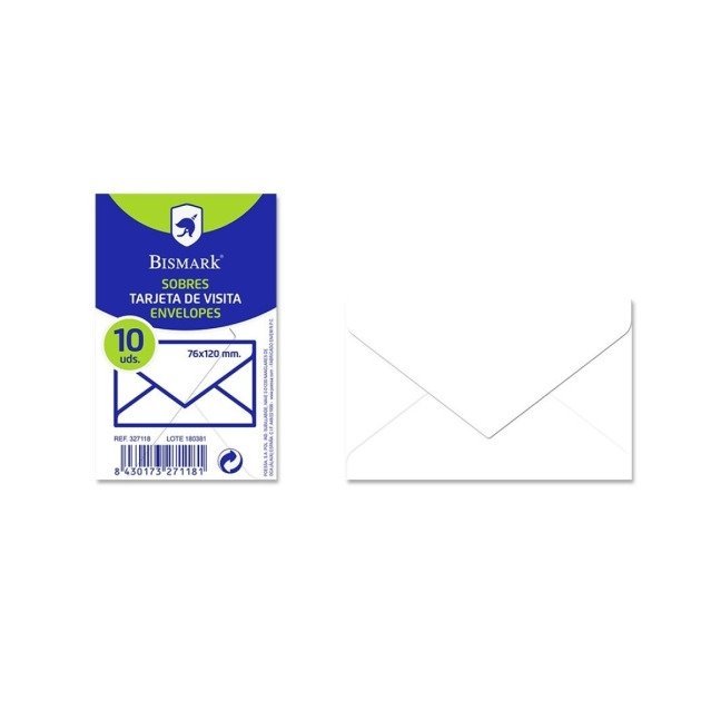 Envelopes Mini Bismark 76x120mm - branco / papel 90g / 10un