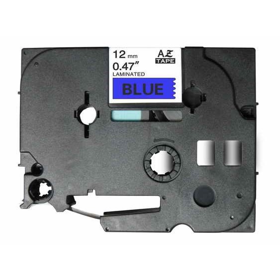 Fita laminada compatível Brother tze531 - texto preto / fundo azul - 12mm x 8m