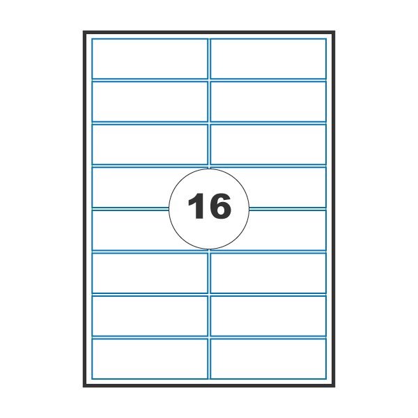 Etiquetas autocolantes 105x37mm A4/165g mate (100 folhas / 16 por folha)