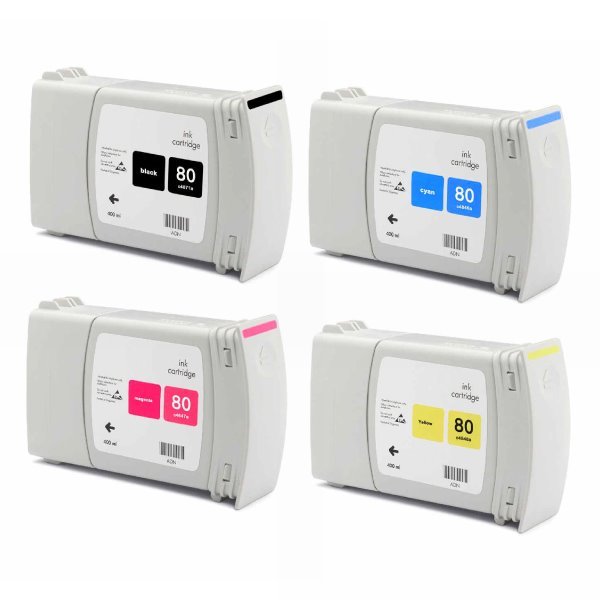 Pack 4 tinteiros compatíveis Hp 80