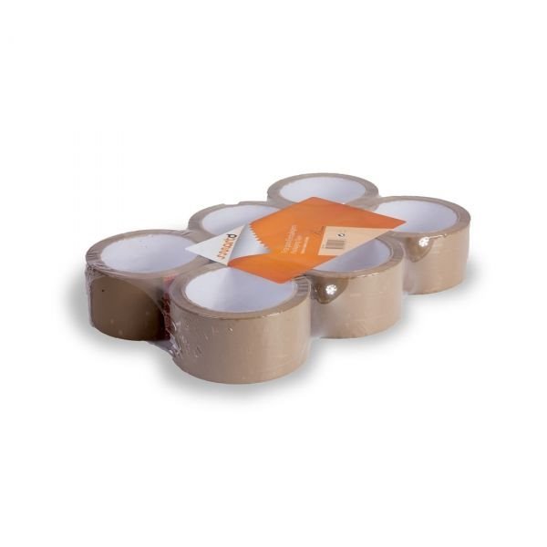 Pack 6 Fitas Adesivas 50mmx66m castanho