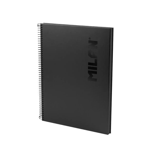Caderno quadriculado Milan Shadow - Espiral / A4 / 80 folhas / Preto