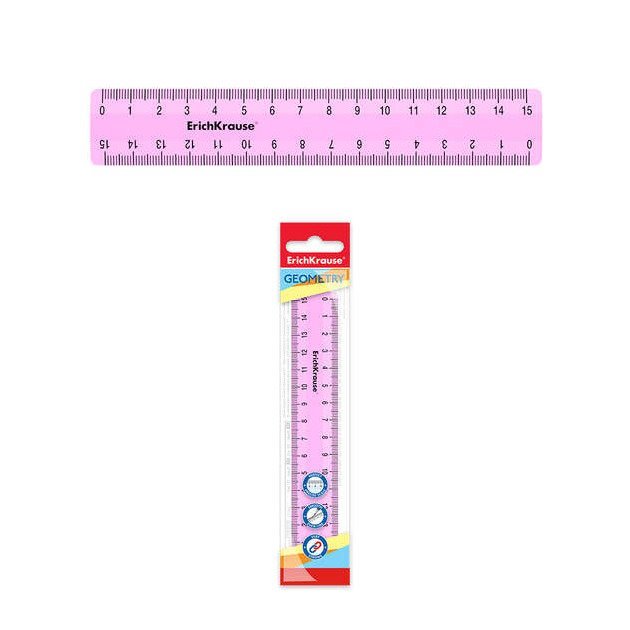 Régua Erichkrause Pastel - 15cm - Rosa