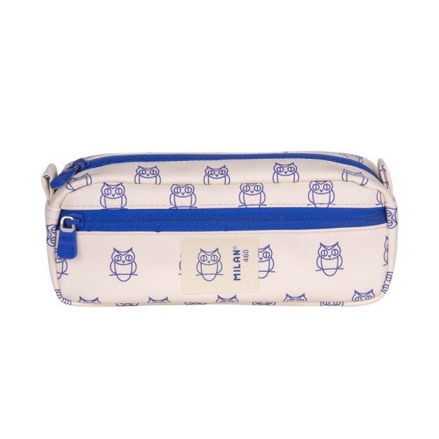 Estojo escolar Milan Coleção 460 - 2 compartimentos / Bege e Azul
