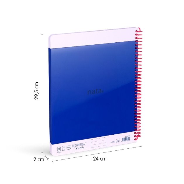Caderno pautado Milan Nata 624 - Espiral / A4 / 80 folhas / Azul