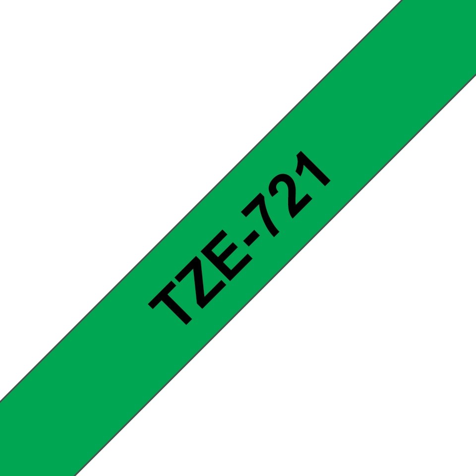 Fita laminada compatível Brother tze721 - texto preto / fundo verde - 9mm x 8m