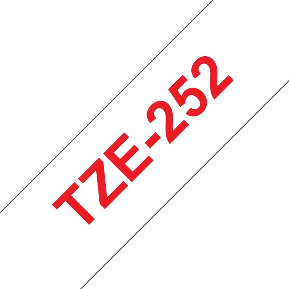 Fita laminada compatível Brother tze252 - texto vermelho / fundo branco - 24mm x 8m